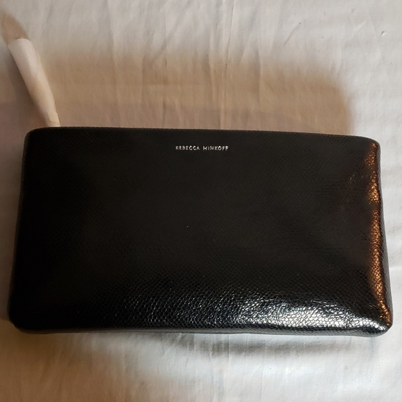 NEW REBECCA MINKOFF Croc Embossed Leather Clutch